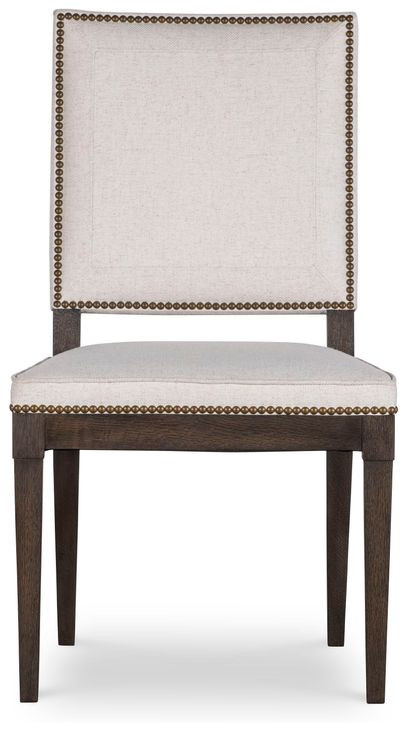 Monterey Hawthorne Dark and Cream Upholstered Side Chair with Nailhead Trim