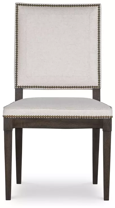 Monterey Hawthorne Dark and Cream Upholstered Side Chair with Nailhead Trim
