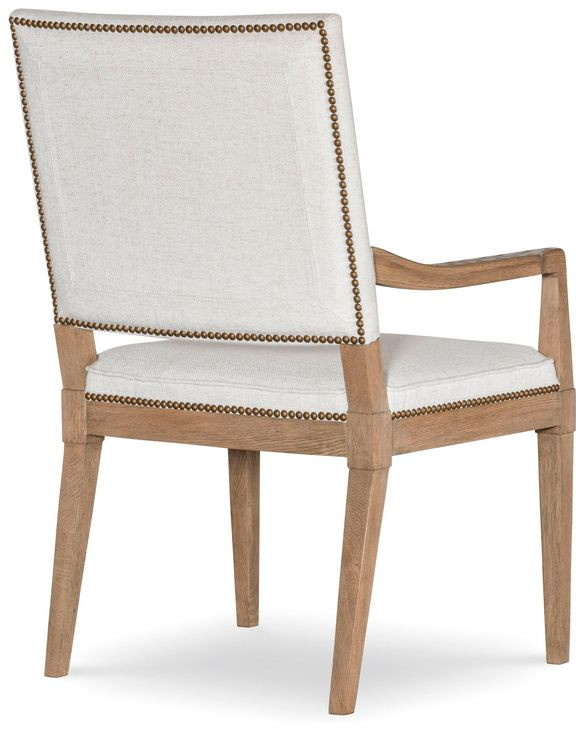 Monterey Hawthorne Light and Cream Upholstered Arm Chair with Nailhead Trim