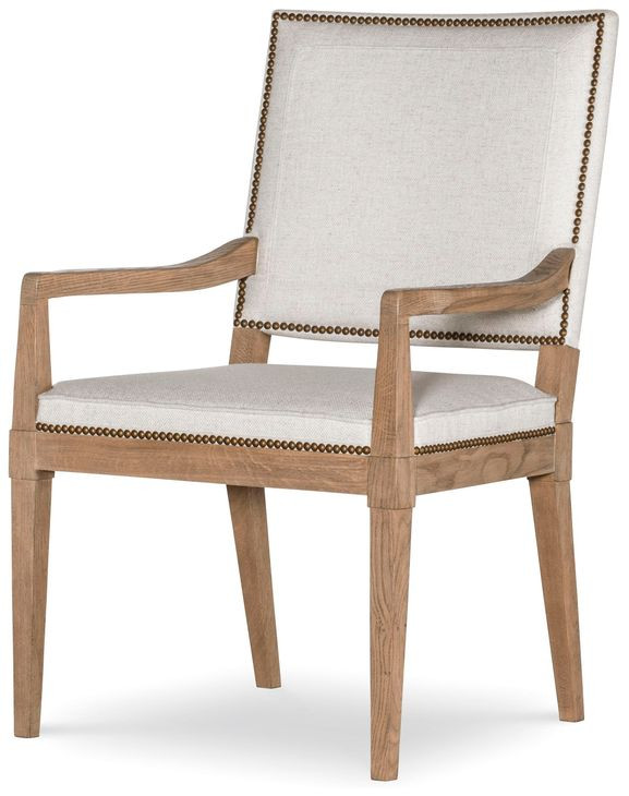 Monterey Hawthorne Light and Cream Upholstered Arm Chair with Nailhead Trim