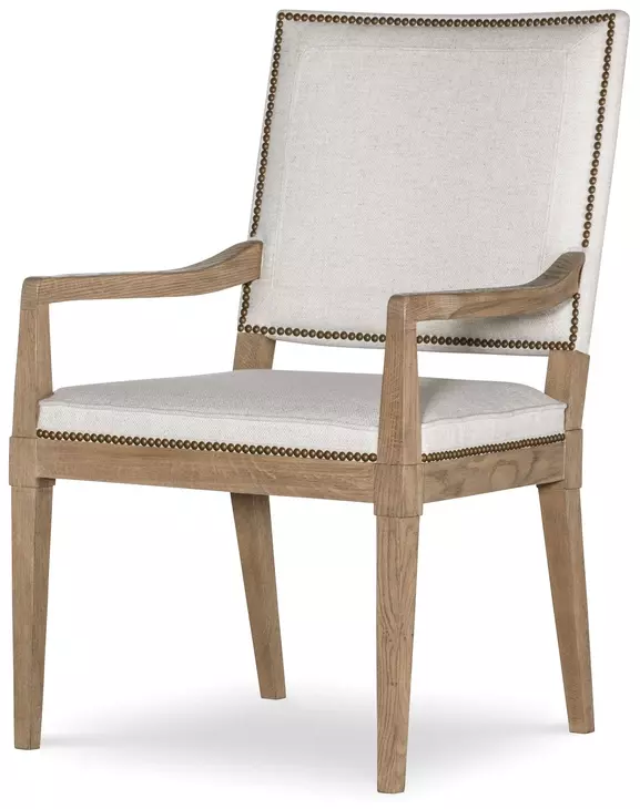 Monterey Hawthorne Light and Cream Upholstered Arm Chair with Nailhead Trim