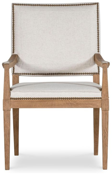 Monterey Hawthorne Light and Cream Upholstered Arm Chair with Nailhead Trim