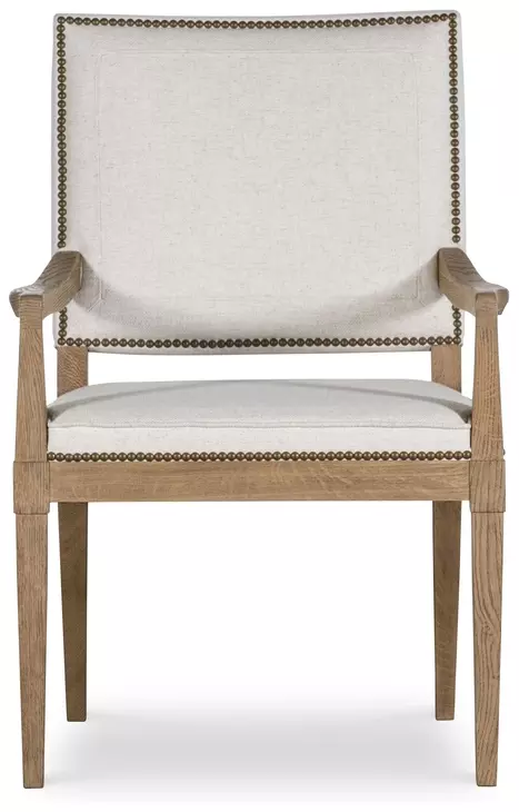 Monterey Hawthorne Light and Cream Upholstered Arm Chair with Nailhead Trim