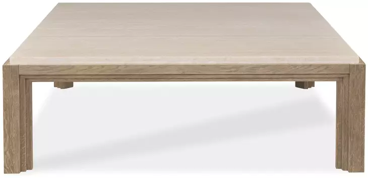 Monterey Hawthorne Light and Beige Square Travertine Top Occasional Table Set
