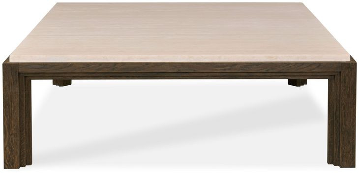 Monterey Hawthorne Dark and Beige Square Travertine Top Occasional Table Set