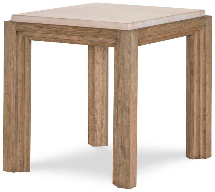Monterey Hawthorne Light and Beige Square Travertine Top Lamp Table