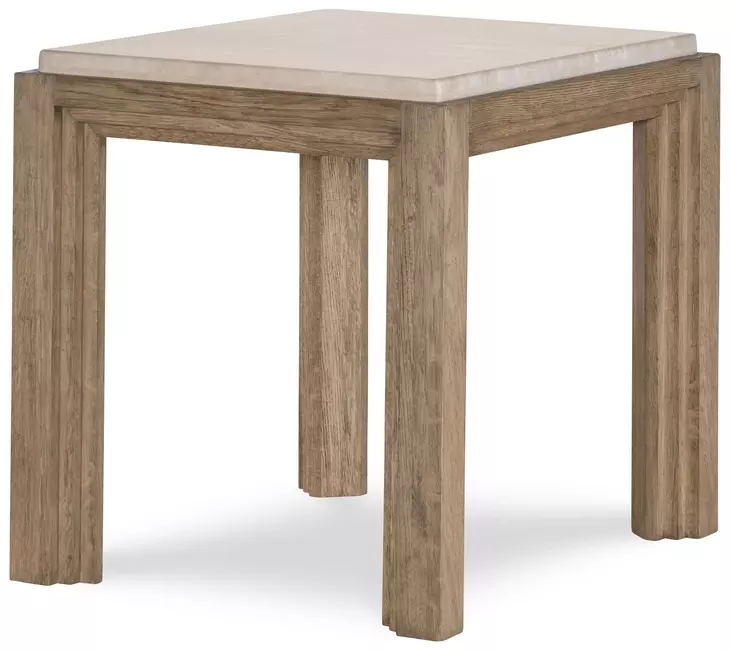 Monterey Hawthorne Light and Beige Square Travertine Top Lamp Table