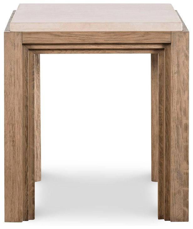 Monterey Hawthorne Light and Beige Square Travertine Top Lamp Table