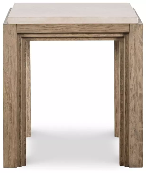 Monterey Hawthorne Light and Beige Square Travertine Top Lamp Table