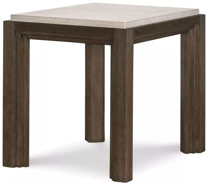 Monterey Hawthorne Dark and Beige Square Travertine Top Lamp Table
