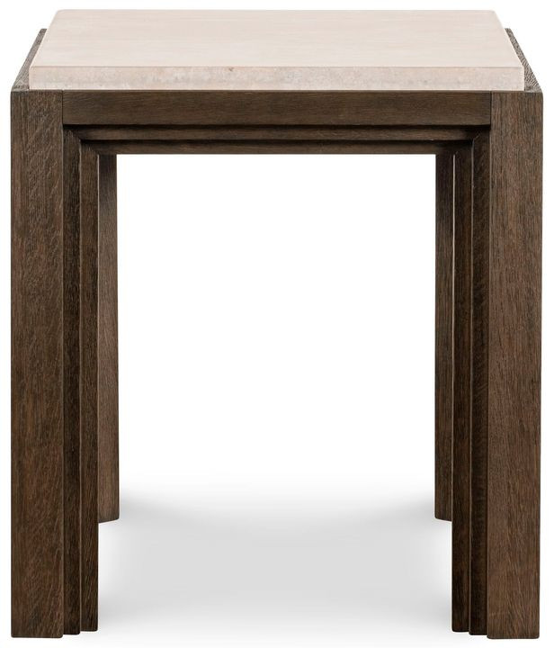 Monterey Hawthorne Dark and Beige Square Travertine Top Lamp Table
