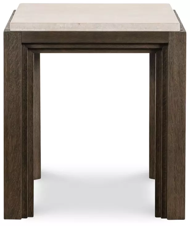 Monterey Hawthorne Dark and Beige Square Travertine Top Lamp Table