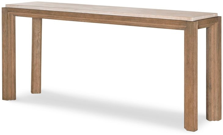 Monterey Hawthorne Light and Beige Rectangular Travertine Top Console Table