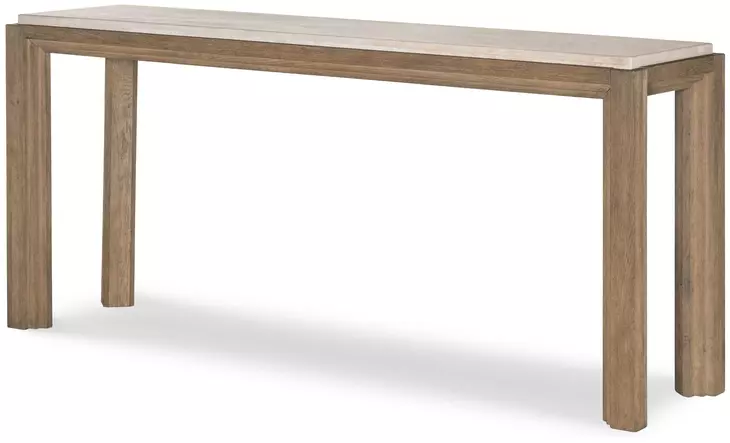 Monterey Hawthorne Light and Beige Rectangular Travertine Top Console Table