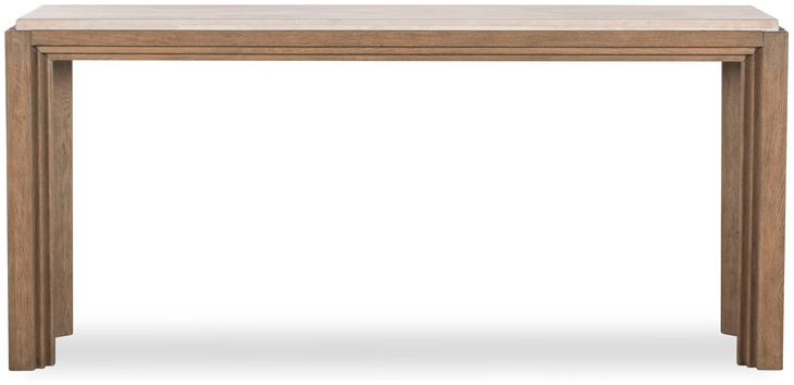 Monterey Hawthorne Light and Beige Rectangular Travertine Top Console Table