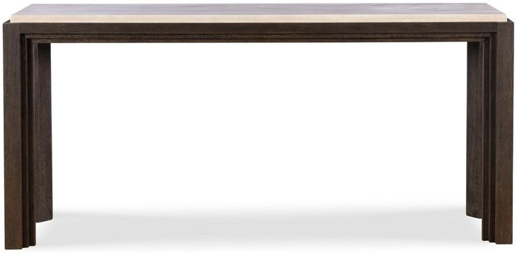 Monterey Hawthorne Dark and Beige Rectangular Travertine Top Console Table