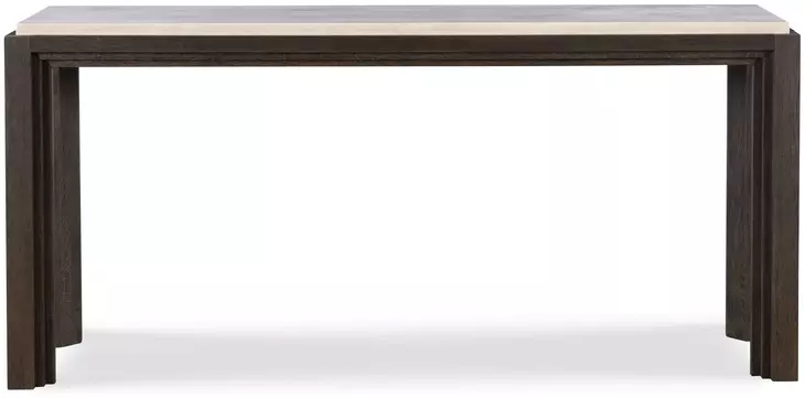 Monterey Hawthorne Dark and Beige Rectangular Travertine Top Console Table