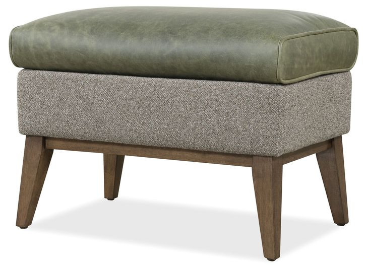 Mossaire Green Upholstered Rectangular Ottoman