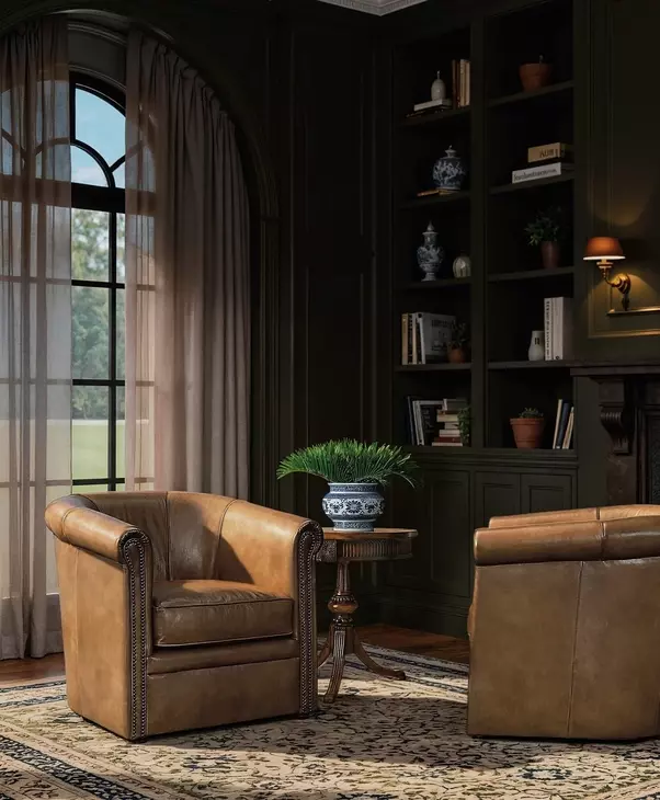 Axton Brown Swivel Leather Club Chair
