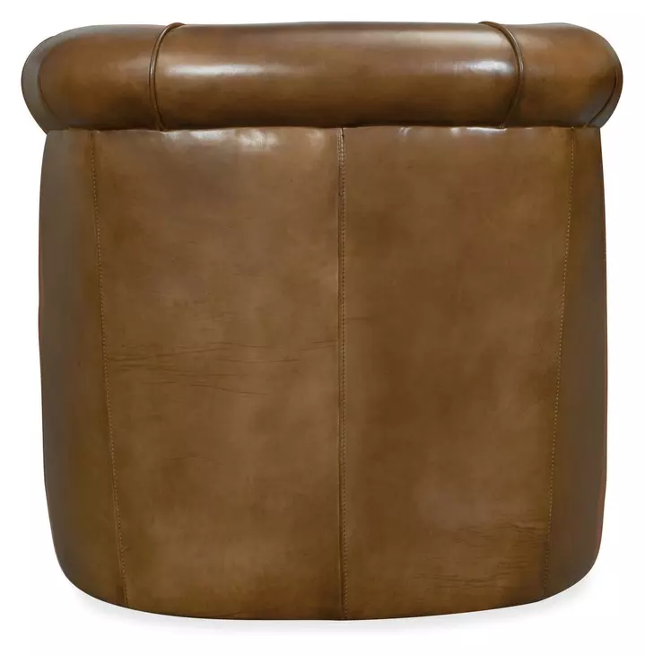 Axton Brown Swivel Leather Club Chair