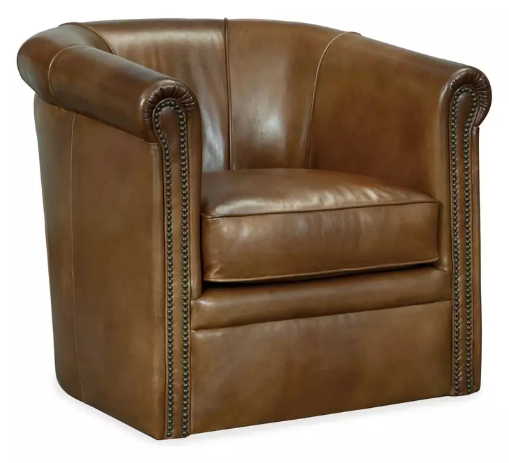 Axton Brown Swivel Leather Club Chair