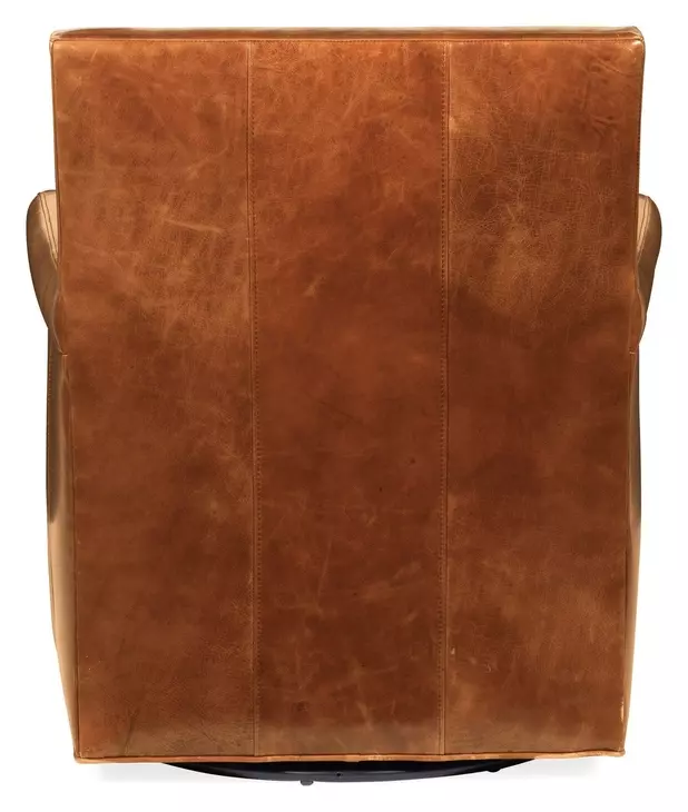 Jilian Warm Caramel Leather Swivel Club Chair