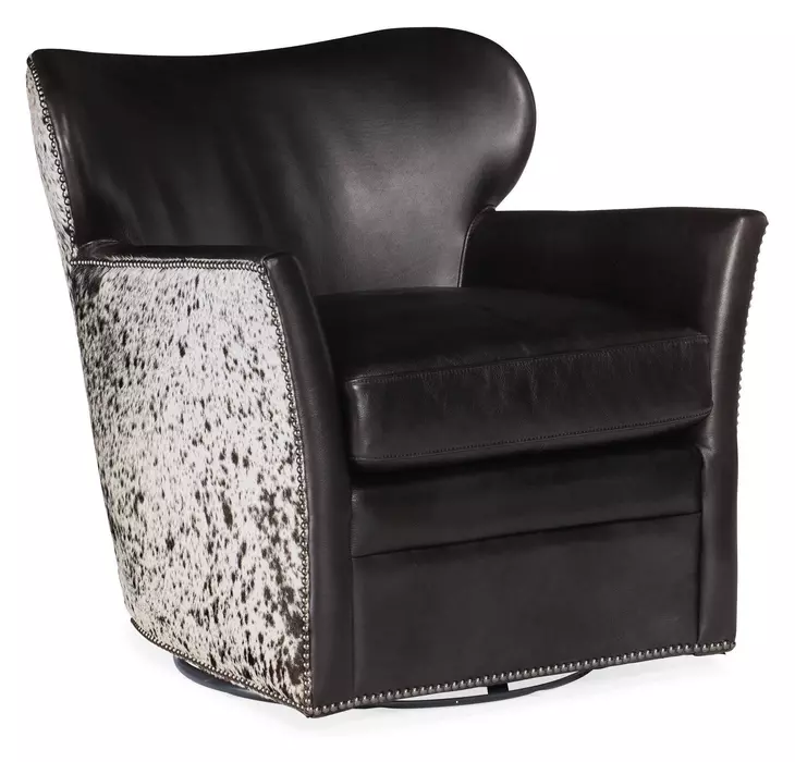 Raiden Black Leather Swivel Club Chair