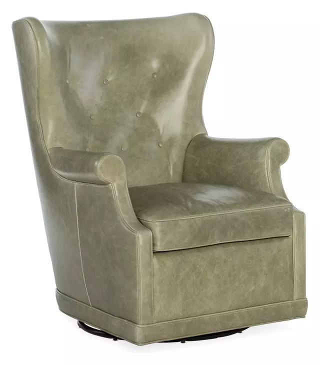 Mai Bellaire Tranquil Sage Leather Swivel Club Chair