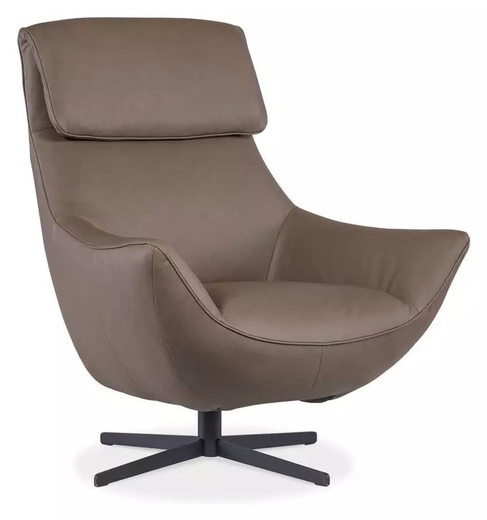 Hughes Brown Leather Swivel Chair