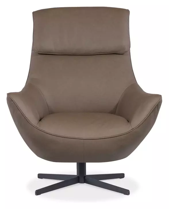 Hughes Brown Leather Swivel Chair