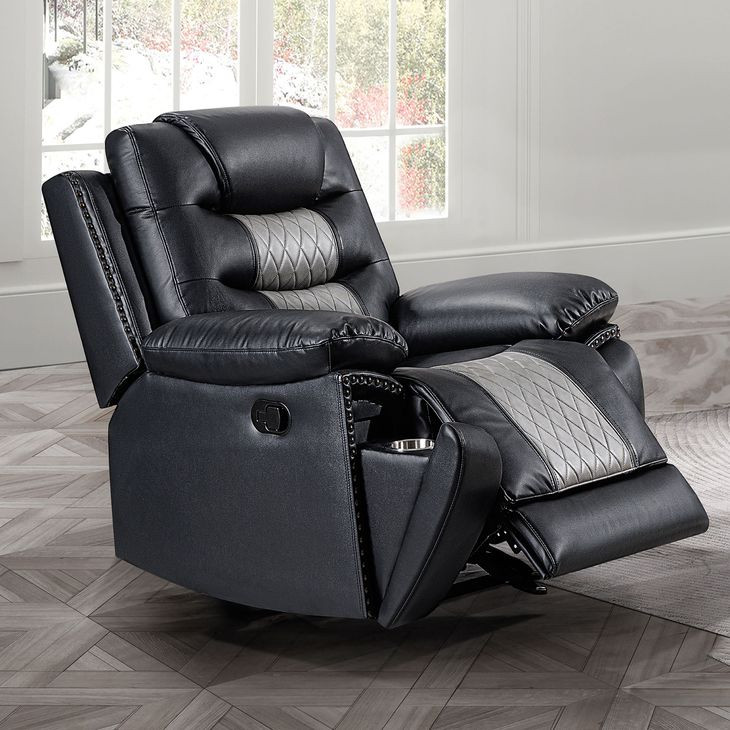 Nikko Black and Gray Glider Recliner