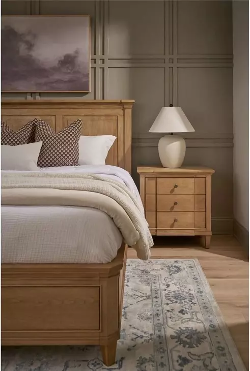 Oakmere Natural 3 Drawer Nightstand with USB Charging