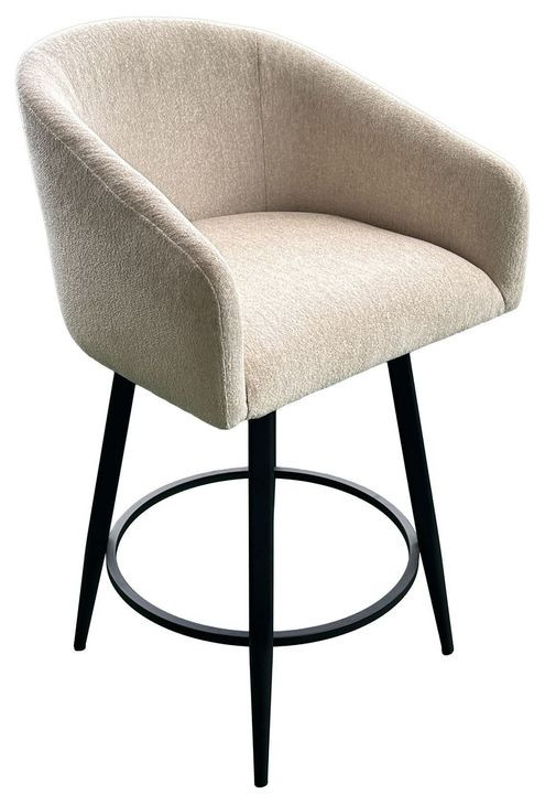 Metal Base Barstools Champagne Performance Fabric Swivel Barrel Bar Stool