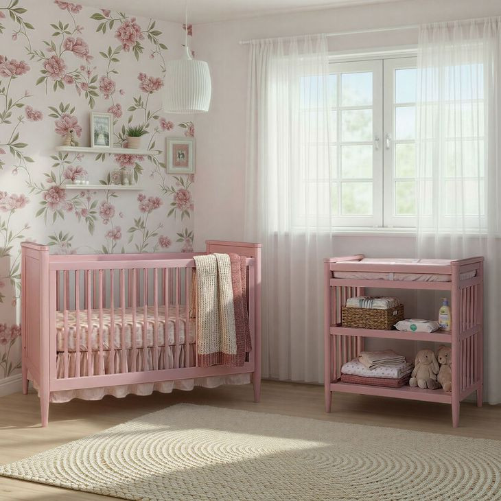 Modern Nursery Pink Changing Table