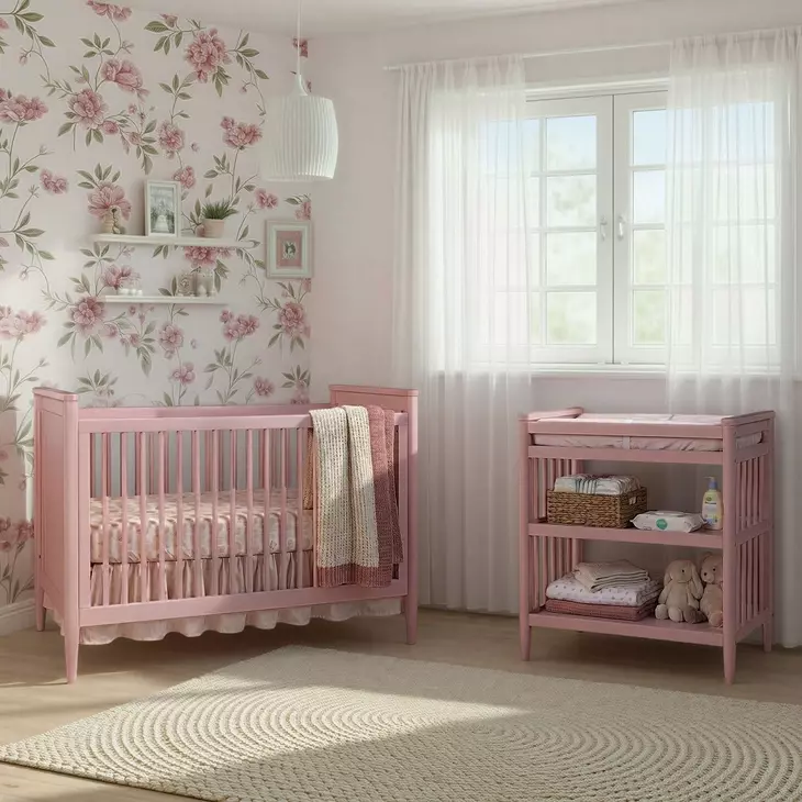 Modern Nursery Pink Changing Table