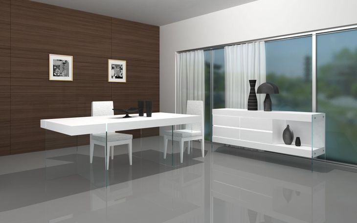 Cloud White High Gloss 78" Rectangular Dining Table