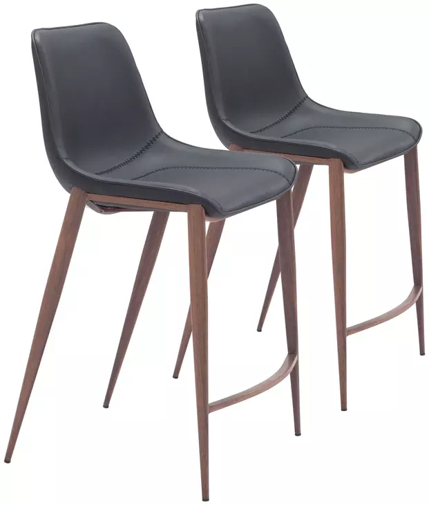 Magnus Black and Walnut Counter Height Stool Set of 2