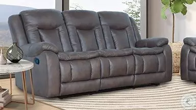 Morello Gray Power Reclining 88" Sofa Power Footrest