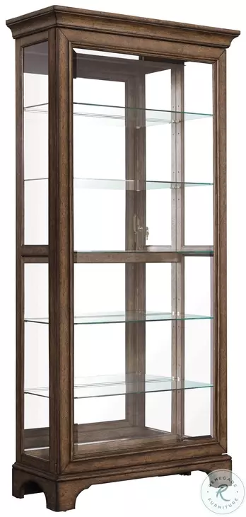 P021768 Brown Sliding Door Curio Cabinet