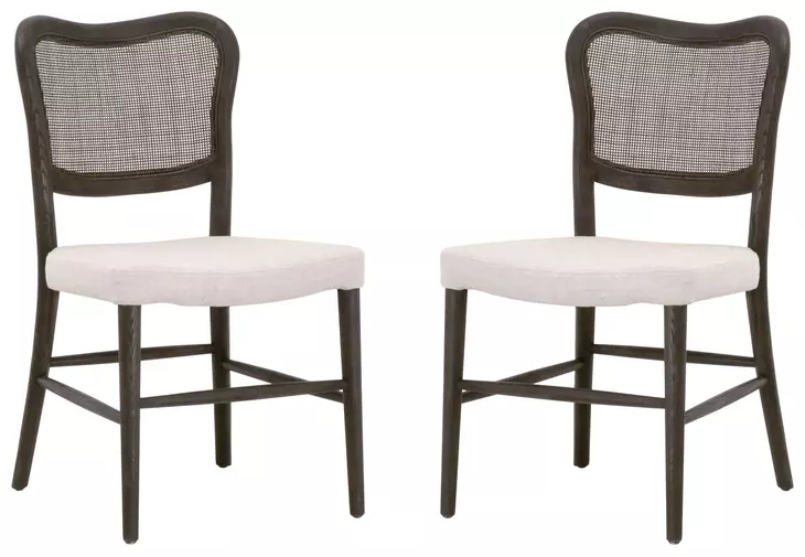 Cela Bisque And Matte Brown Oak Dining Chair Set Of 2