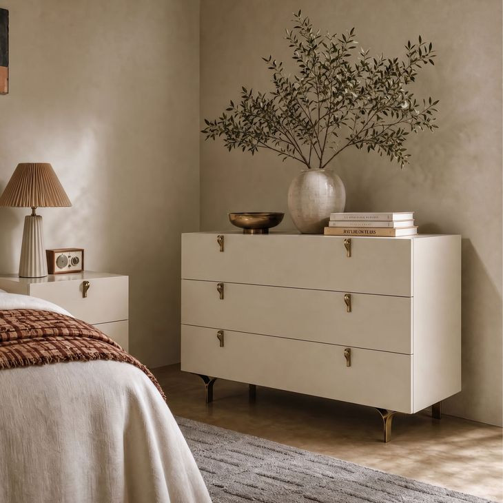 Winfield Cream Antique Brass Dresser