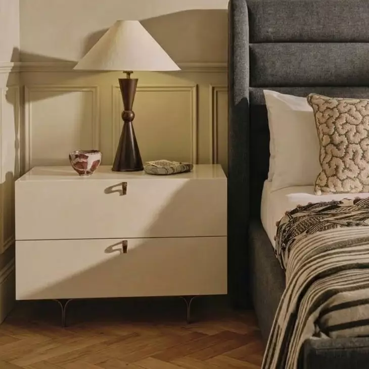 Winfield Cream And Antique Brass Large Nightstand