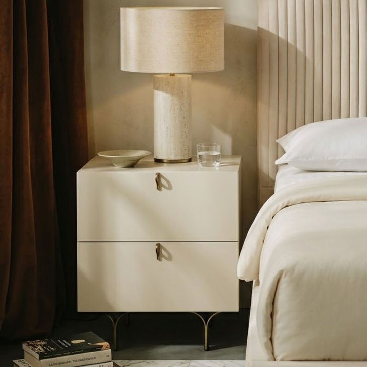 Winfield Cream And Antique Brass Small Nightstand
