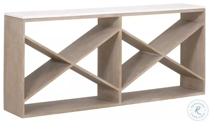 Cellar Gray Oak White Quartz Console Table