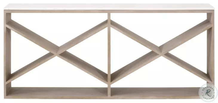 Cellar Gray Oak White Quartz Console Table