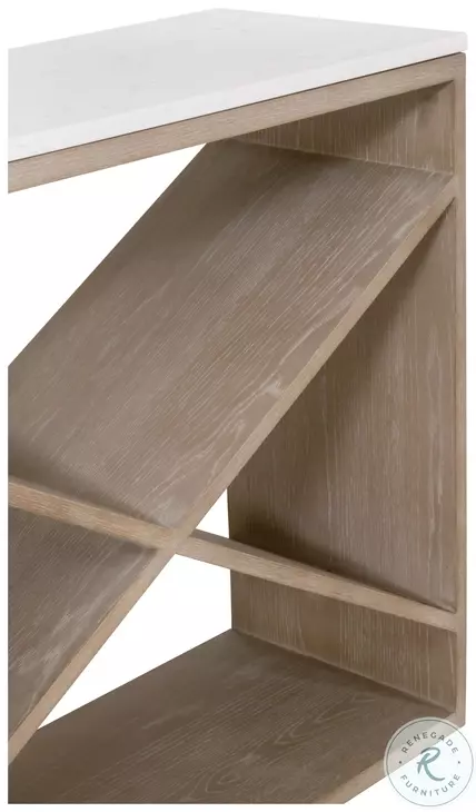 Cellar Gray Oak White Quartz Console Table