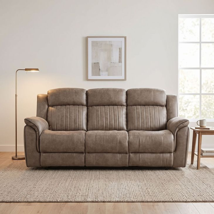Centeroak Sandy Brown Double 84" Reclining Sofa