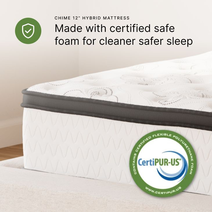 Chime Hybrid 12" White King Ultra Plush Mattress with Foundation