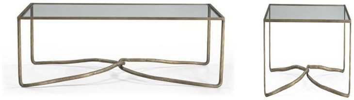 Artifacts Bronze Rectangular Glass Top Leoni Occassional Table Set