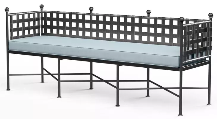 Provence Canvas Skyline Upholstered Outdoor Garden Bench with Self Welt
